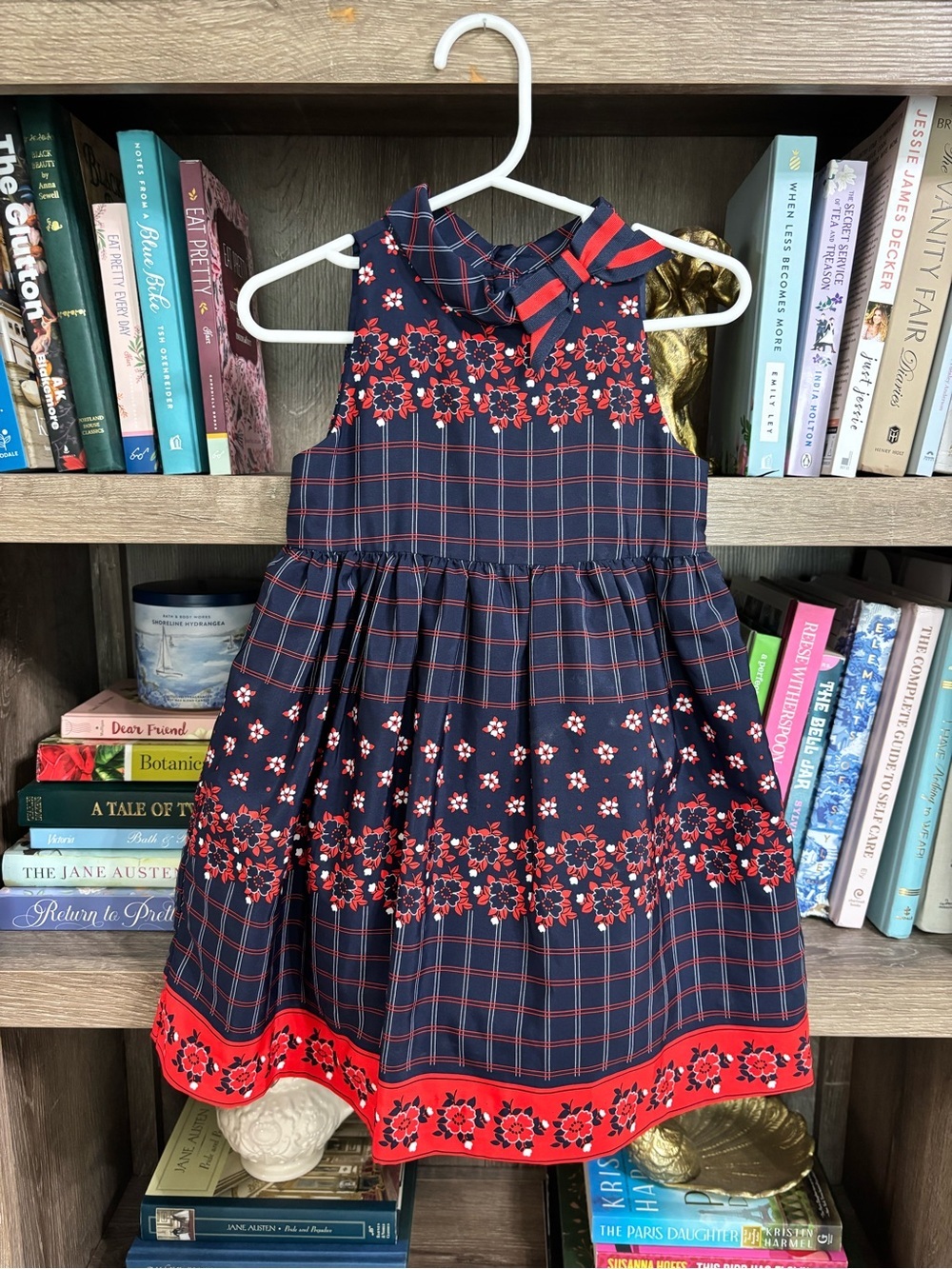Janie and Jack Navy and Red Floral Plaid Party Dress, 18-24M